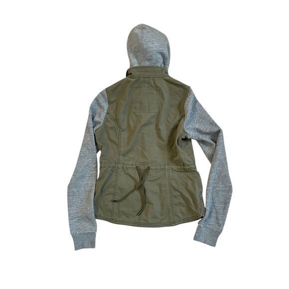 Abercrombie Fitch Jacket Womens Medium Green Gray Hoodie Utility Gorp Grunge Y2K - Picture 4 of 11